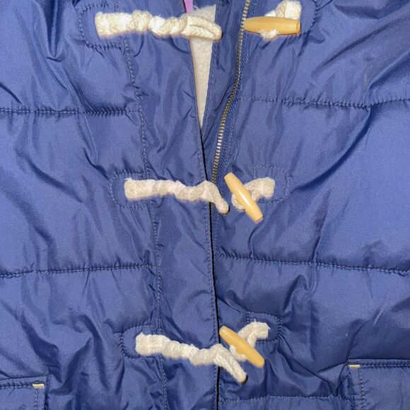 Boden Girls Sherpa-Lined Hooded Puffer Parka Coat Size 11-12Y Navy Blue Toggles - Picture 6 of 10